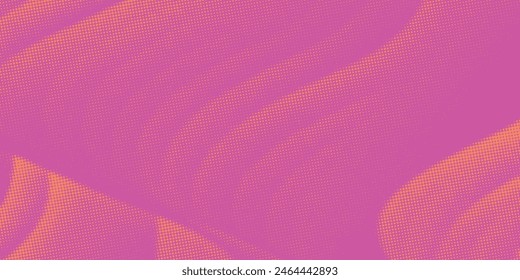 Magenta and orange retro pop art background with halftone dots design