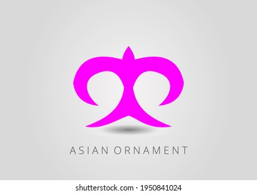 Magenta ornate linear ornament in Kazakh traditional style. Asian floral design. Abstract Asian elements of the national pattern of the ancient nomads of the Kyrgyz, Mongols, Kazakhs, Tatars. EPS10.