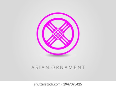 Magenta ornate linear ornaments in Kazakh traditional style. Asian floral design. Abstract Asian elements of the national pattern of the ancient nomads of the Kyrgyz, Mongols, Kazakhs, Tatars. 