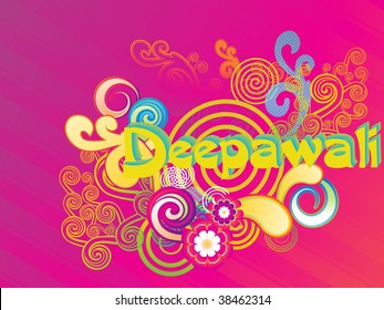 magenta panel lines background with colorful creative artwork for deepawali