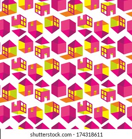 magenta pattern houses