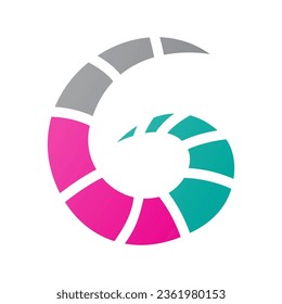 Magenta and Persian Green Swirly Letter G Icon with Stripes on a White Background