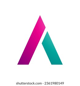 Magenta and Persian Green Trapezium Shaped Letter A Icon on a White Background