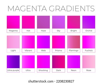 Magenta Pink Gradient Collection with Color Names
