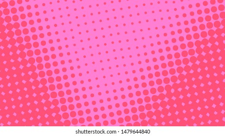 Magenta and pink retro pop art background with halftone dots design