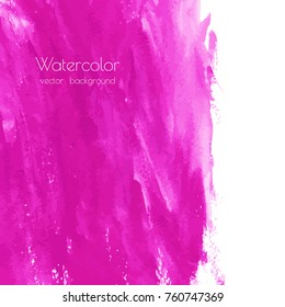 Magenta, pink, rose marble watercolor vector texture background with dry brush stains, strokes, spots isolated on white. Abstract frame, place for text or logo. Acrylic hand painted gradient backdrop.