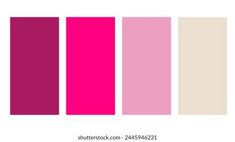 Magenta, pink, white color palette. Set of bright color palette combination in rgb hex. Color palette for ui ux design. Abstract vector illustration for your graphic design, banner, landing page