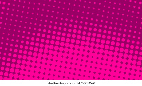 Magenta  pop art background with dots design, abstract vector illustration in retro comics style