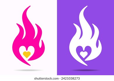 Magenta and purple love logo, a hand drawn symbol of heart