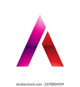 Magenta and Red Glossy Trapezium Shaped Letter A Icon on a White Background