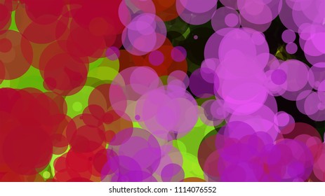 Magenta, red, and green bubbles, grunge background vector. Ink splatter, blots, spot elements. Watercolor paint splashes pattern, fluid stains spots background.