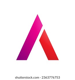 Magenta and Red Trapezium Shaped Letter A Icon on a White Background