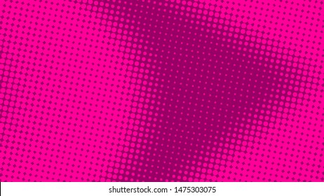 Magenta retro comic pop art background with halftone dots design, vector illustration template