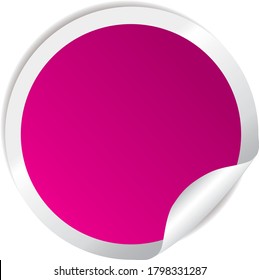 Magenta, rund gefalteter Aufkleber, Vektorgrafik, Hintergrund, transparent