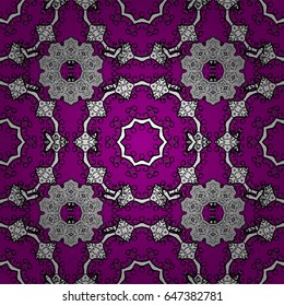 Magenta seamless pattern. Magenta background. Tribal ethnic ornate decoration, lace repeating texture. Abstract geometric floral seamless background. Vector doodle sketch pattern, graphic illustration