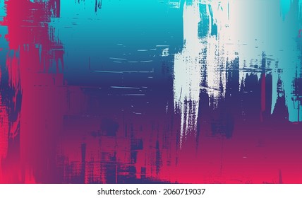 Magenta teal purple artwork canvas  Abstract background painting  dirty art fantasy  Surreal game landscape  Grungy paint strokes  vector background illustration