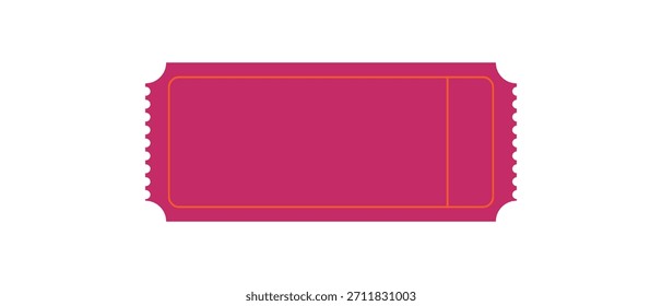 Magenta ticket shape with jagged edges. Coupon, voucher, or pass vector design element.