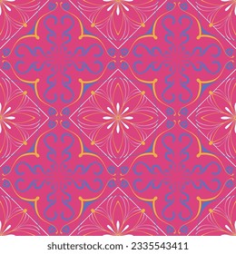 Magenta  trend seamles pattern. Moroccan vintage ornament as backgrounds, for fabric, wallpaper, textile, websites, home decor (pillows, towels, napkins), tableware