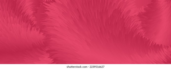 Magenta trendy color abstract fluffy fur waves banner design. Vector background