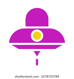 Magenta UFO icon with yellow circle in center