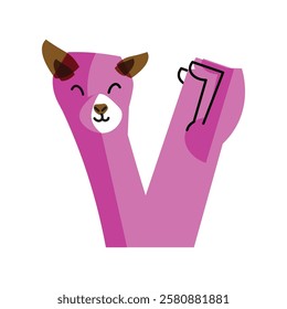 Magenta V Animal Alphabet Word