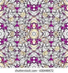 Magenta vector ethnic elements seamless pattern.