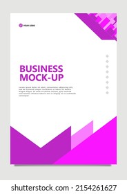 Magenta And Violet Colored Business Mockup. Suitable For Promotion Media, Business Proposal, Company Profile, And Annual Report Cover. 