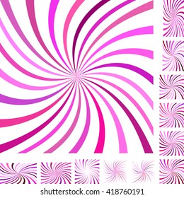 Magenta and white vector spiral design background set. Different color, gradient, screen, paper size versions.