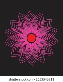 A magenta-colored flower glowing softly with geometric symmetry, perfect for creative and modern applications.