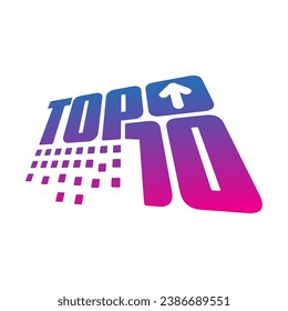 magenta-Marine Top 10 Logo. perspektivisches Top 10 Konzept. Top 10