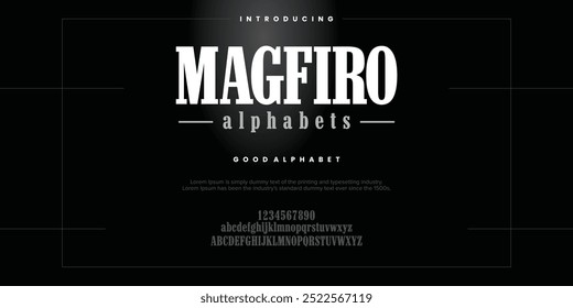 Magfiro Modern fontes de alfabeto abstratas mínimas. Tipografia fonte criativa colorida. ilustração vetorial