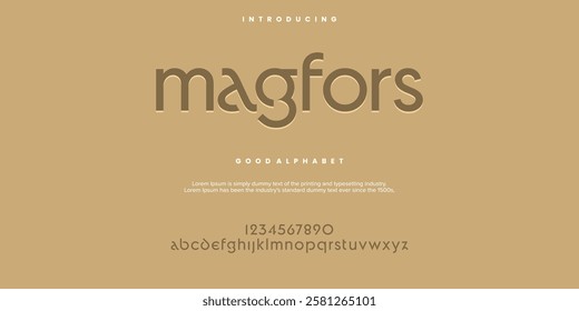 Magfors Design abstract minimal modern alphabet fonts. Typography technology vector illustration