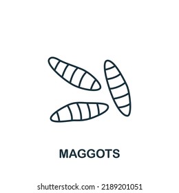 Maggots icon. Monochrome simple Fishing icon for templates, web design and infographics