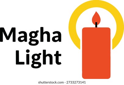 Magha Light candle typography design vector illustration for Buddhist festival spiritual illumination and religious holiday greeting on transparent background.