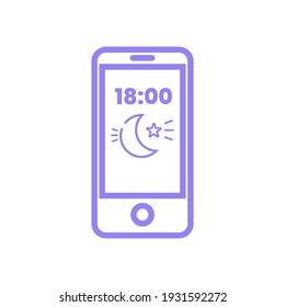 Icono de notificación de Maghrib adhan, símbolo de pictograma de línea simple