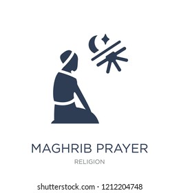 Maghrib prayer icon. Trendy flat vector Maghrib prayer icon on white background from Religion collection, vector illustration can be use for web and mobile, eps10