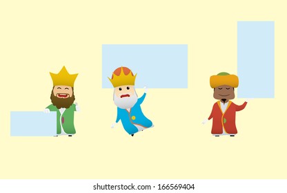 The Magi set doing actions for use in advertising, presentations, brochures, documents, forms, etc.