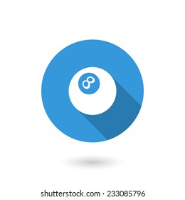 Magic 8 ball icon. Flat design style modern vector illustration. Isolated on white color background. Flat long shadow icon. Elements in flat design
