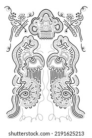 Magic abstract art poster made from hand drawn ornamental designs. Vector illustration.