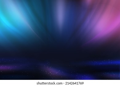 Magic abstract background, blue and purple blurred motion lines and stars in space vector illustration. Neon stripes and luminous waves of galaxy in digital advertising presentation for product