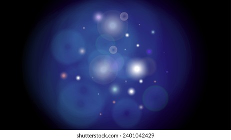 Resumen Mágico Desenfocó El Diseño De Fondo De Los Círculos Bokeh.  Ilustración horizontal del vector de nevadas de Navidad. Impresión cósmica. Glitter confetti. Es bueno para carteles, afiches, portadas, volantes, tarjetas.
