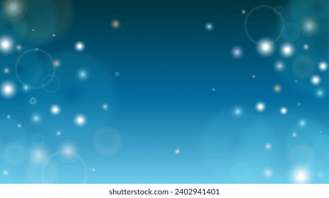 Magic Abstract Defocused Bokeh Circles Background Design.  Christmas snowfall Vector Horizontal Illustration. Cosmic Print. Glitter confetti. Good for Banners, Posters, Covers, Flyers, Cards.