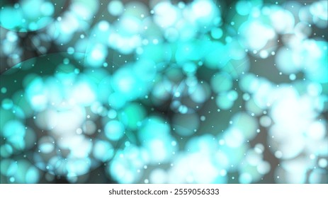 Magic Abstract Defocused Bokeh Circles Background Design.  Christmas Snowfall Vector Horizontal Illustration.  Glitter confetti. Winter Snow Sky. New Year Magic Illustration. Falling Snowflakes