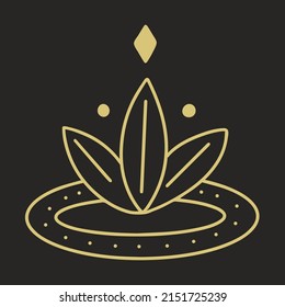 Magic abstract element vector illustration. Golden symbol with semicircle. Boho symbol for design isolated object