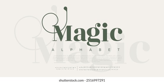 MAGIC Abstract minimal creative alphabet fonts. Flat twisted Regular font with dot.