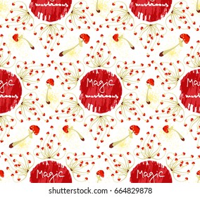 Magic abstract  mushrooms pattern seamless . Flat style for web vector illustration