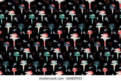 Magic abstract  mushrooms pattern seamless . Flat style for web vector illustration