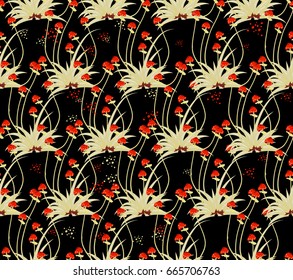 Magic abstract  mushrooms pattern seamless . Flat style for web vector illustration
