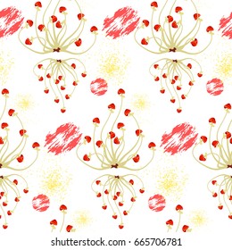 Magic abstract  mushrooms pattern seamless . Flat style for web vector illustration