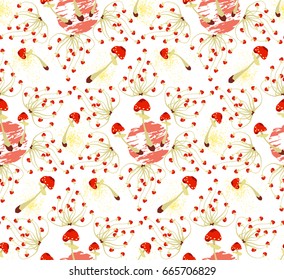 Magic abstract  mushrooms pattern seamless . Flat style for web vector illustration